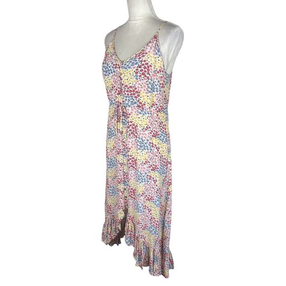 Rails Floral Hi-Lo Midi Dress in Flower Meadow V-Neck Rayon Crepe Size Small - Picture 7 of 10